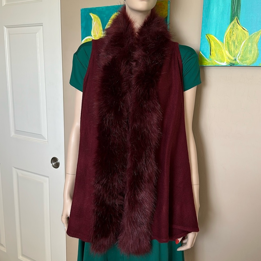 Faux fur trim vest